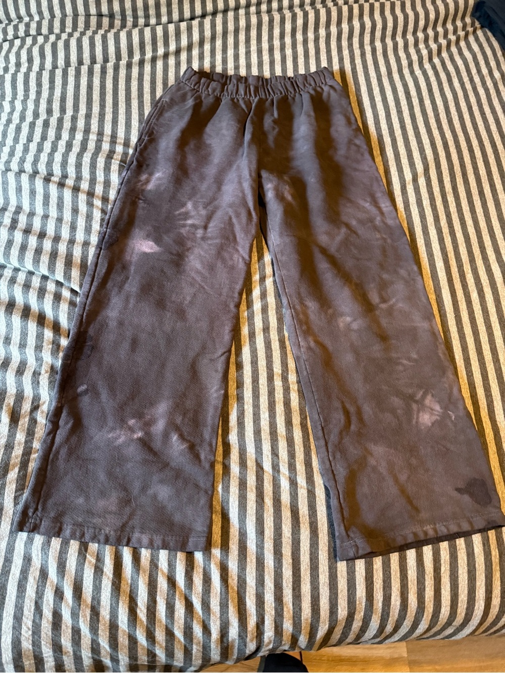 Brandy Melville Black Tie-Dye Wide Leg Leggings